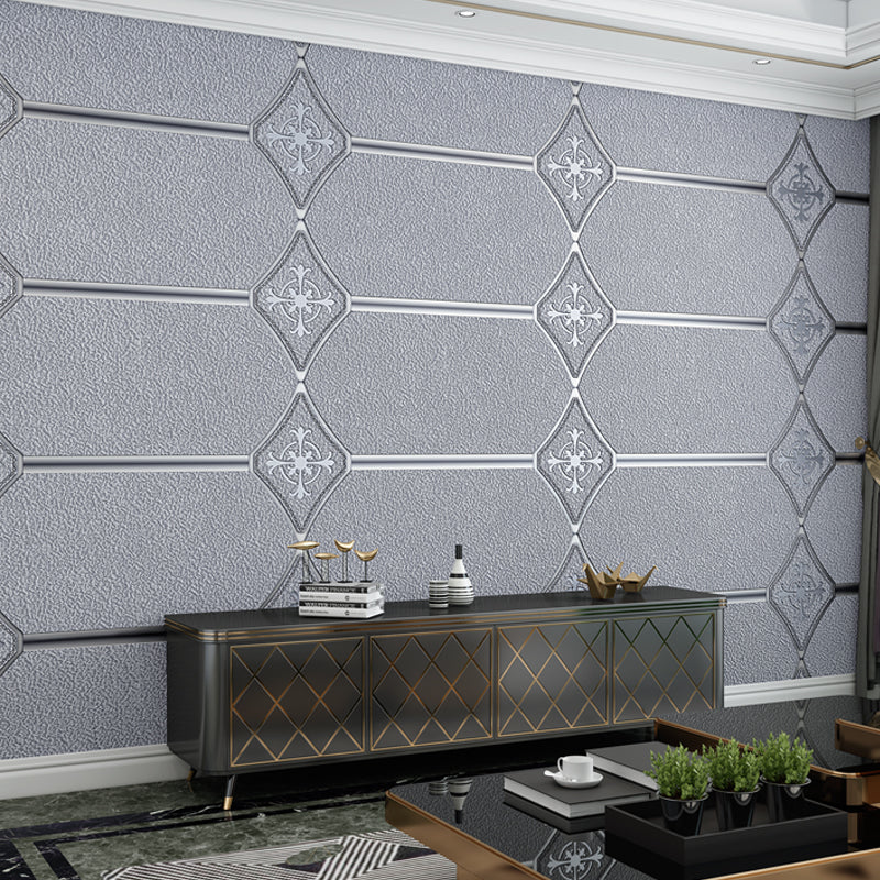 Texture Flock Wall Covering Modern Moisture Resistant Geometric Patterned Wallpaper Roll