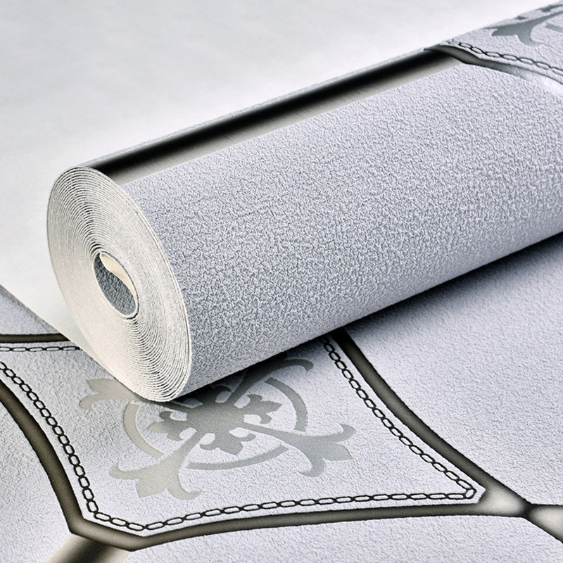 Texture Flock Wall Covering Modern Moisture Resistant Geometric Patterned Wallpaper Roll