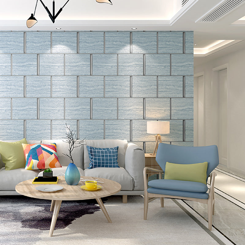 Textured Flock Wall Decor Industrial Unpasted Wallpaper with Marble Tile Effect for Bedroom