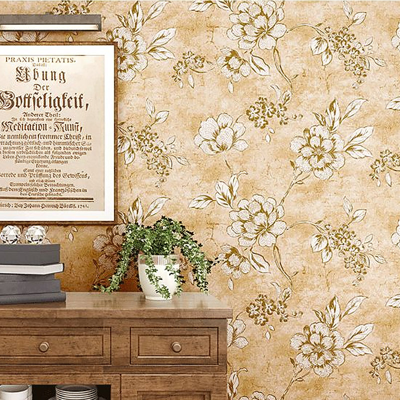 Farmhouse Peony Blossom Wallpaper Pastel Color Home Wall Covering, 33' L x 20.5" W