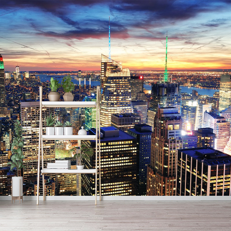 Extra Large Photo Skyscrapers Mural Wallpaper for Meeting Room Decor in Brown, Custom-Made