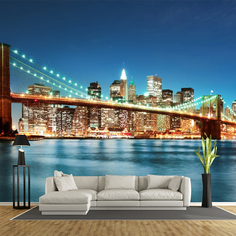 Waterproofing Bridge and River Mural Wallpaper Custom-Made Contemporary Wall Decor for Meeting Room