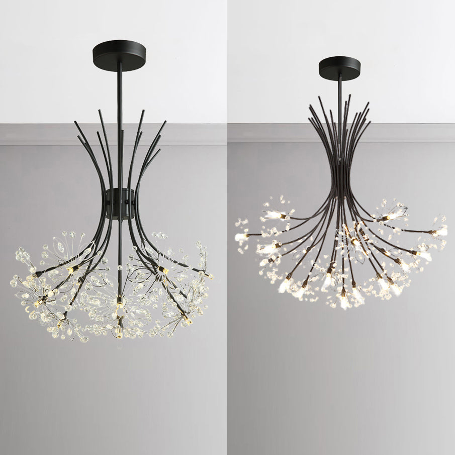 Lampada il lampadario in perline di cristallo trasparente con design bouquet moderno 13/19 luci nere/cromo lampada sospesa