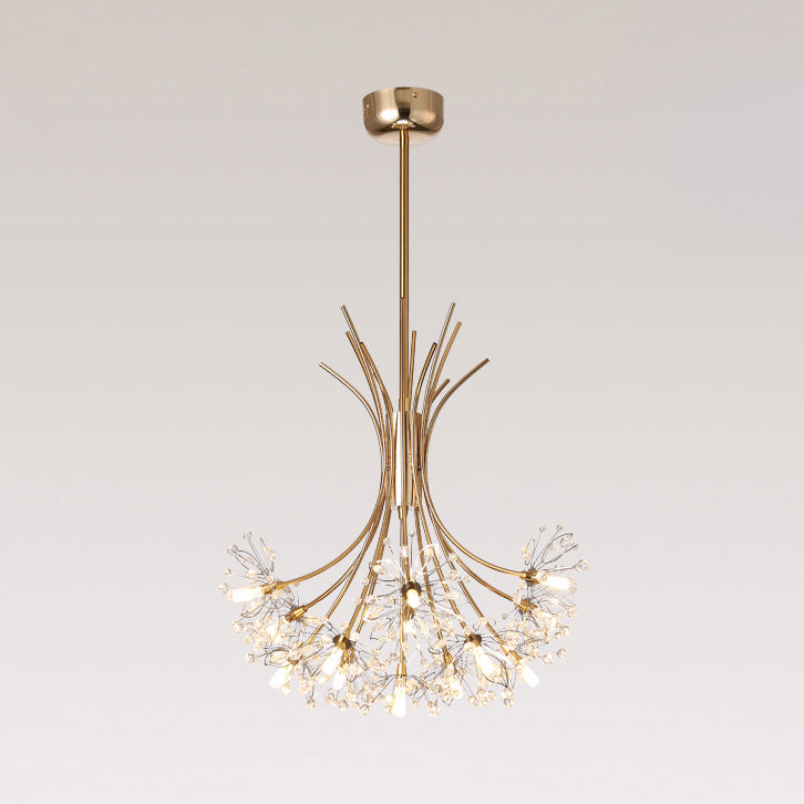 Clear Crystal Beaded Chandelier Lighting with Bouquet Design Modern 13/19 Lights Black/Chrome Hanging Lamp