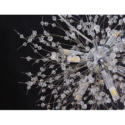 Gold/Silver Firework Chandelier Lighting Modernist 16"/19.5" Wide 8/9/12 Lights Clear Crystal Hanging Lamp