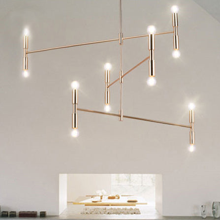 Kale bol kroonluchter lamp midden-eeuws metalen 12 lichten zwart/gouden hanglamp met horizontale staaf