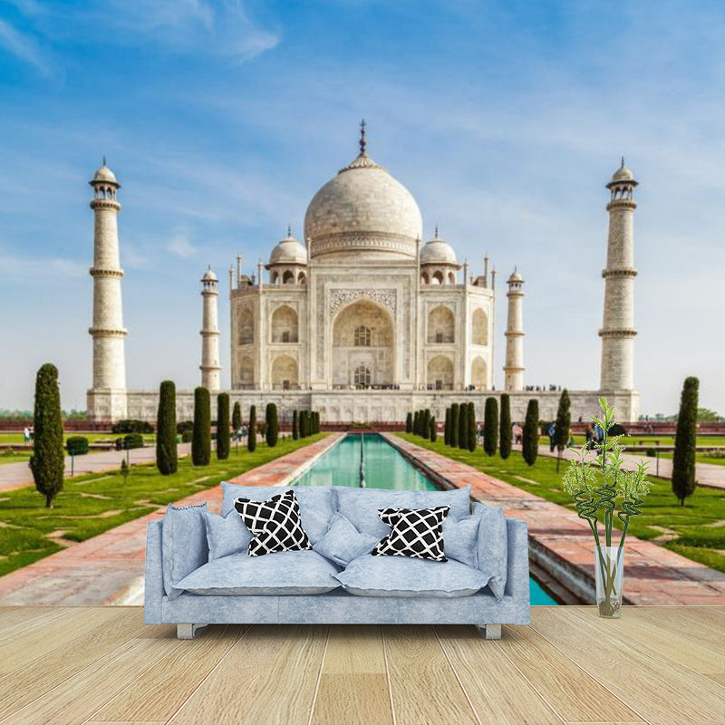 Photography Taj Mahal Wall Murals Custom Size Wall Covering for Living Room, Blue-Green