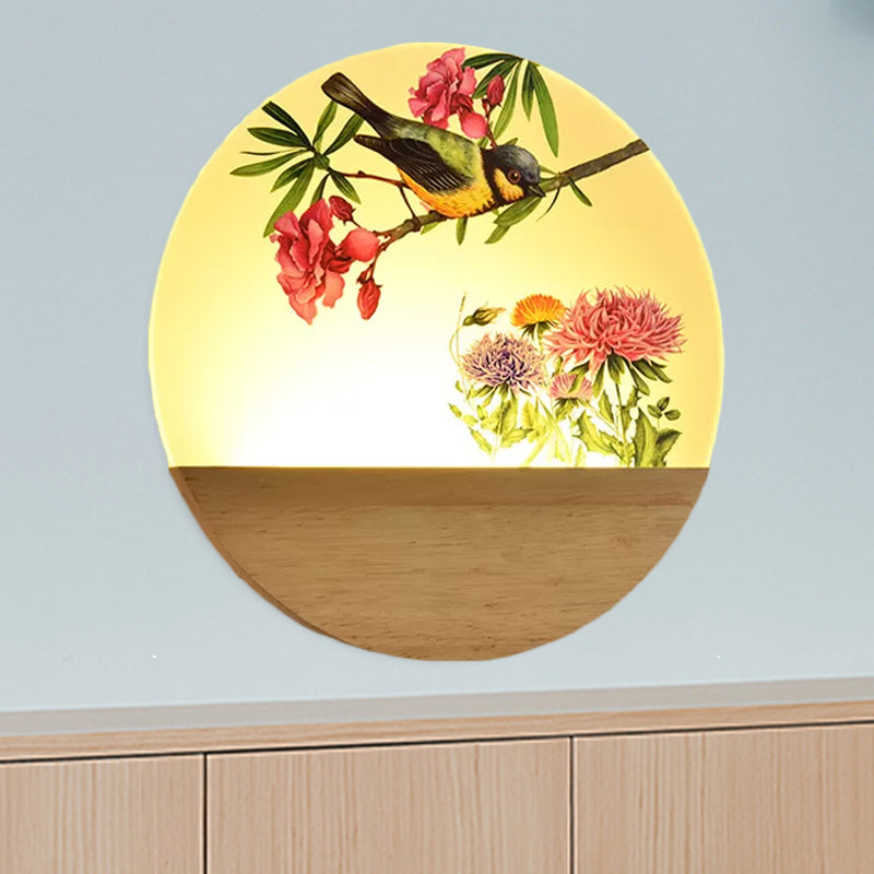 Bois rond et arbre Murale Lumière chinois LED IDEAU ÉCLAINE DE MUR ACRYLI