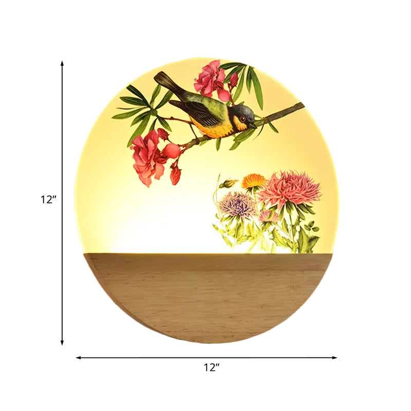 Bois rond et arbre Murale Lumière chinois LED IDEAU ÉCLAINE DE MUR ACRYLI