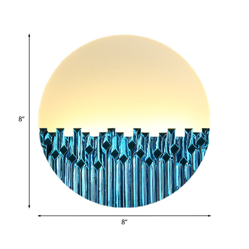 Corridor LED lampe murale chinoise Style bleu / argent surface métallique à motifs muraux à motifs avec une teinte acrylique ronde