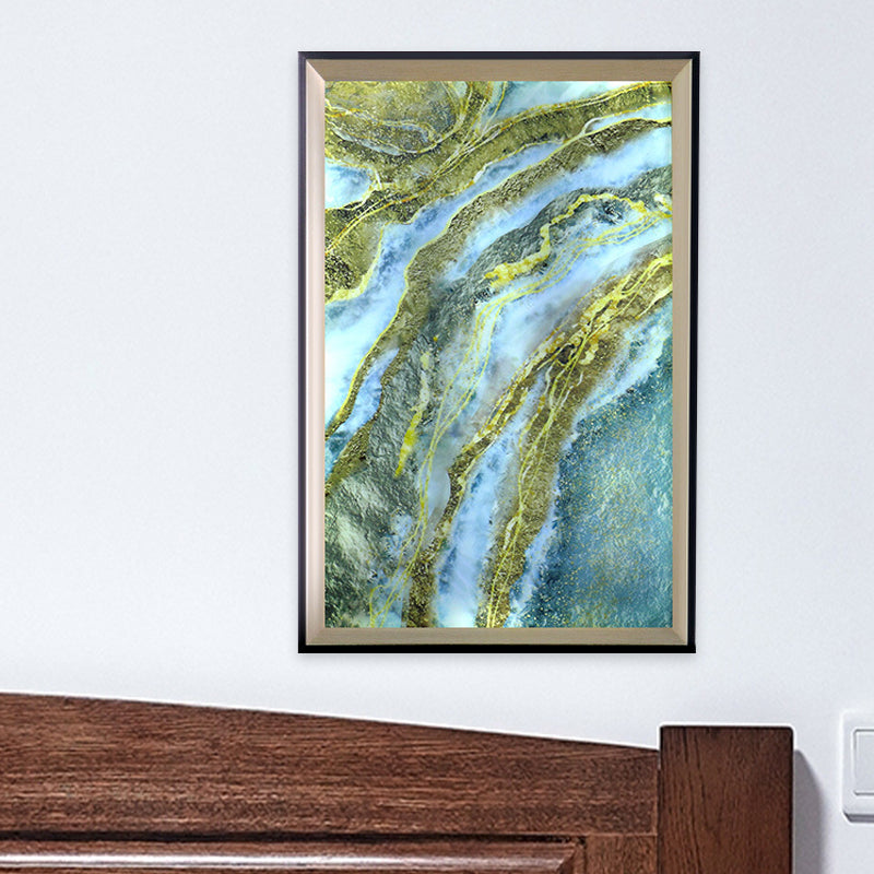 Rectangle Frame Acrylic Mountain Wall Lamp LED Blue and Green Wall Mural Light for Hallway