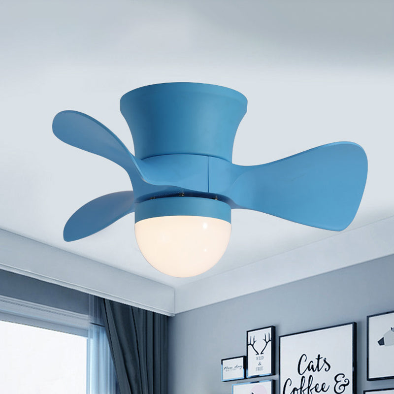 Kids Dome Flush Mount Deckenventilator leichte Metallic 3-Blade Schlafzimmer LED Flushmount in Pink/Blau, 23,5 "breit