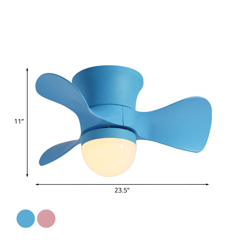 Kids Dome Flush Mount Deckenventilator leichte Metallic 3-Blade Schlafzimmer LED Flushmount in Pink/Blau, 23,5 "breit