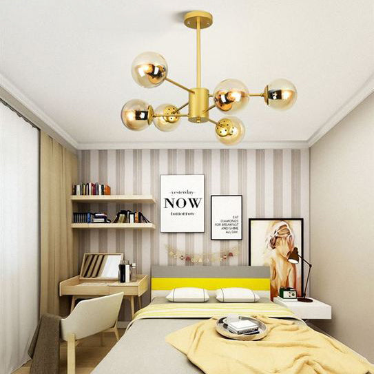 Gold Sputnik lampadario moderno 6/8/12 luci ambra/blu/bianco lampada sospesa per soggiorno per soggiorno