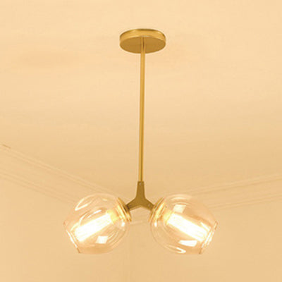 Blase Schatten Kronleuchter Leuchte zeitgenössische klare Glas 2/4 Lichter Schwarz/goldener Deckenleuchte