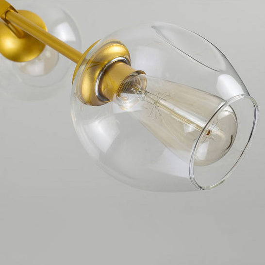 Blase Schatten Kronleuchter Leuchte zeitgenössische klare Glas 2/4 Lichter Schwarz/goldener Deckenleuchte