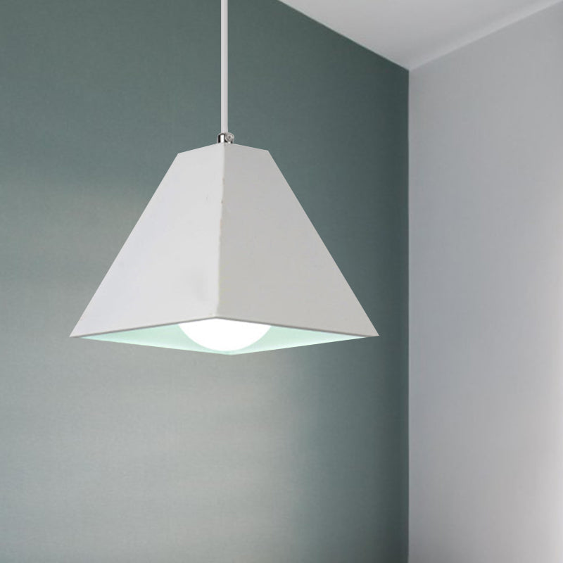 Pyramid Living Room Hanging Lamp Modern Metal 1 Light Black/White Pendant Lighting with Adjustable Cord