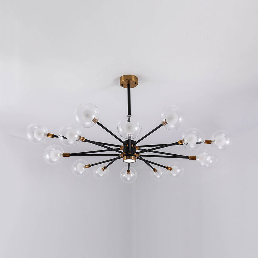 10/12/16 Heads Sky Bang Suspension Light Modern Clear/White Glass and Metal Chandelier with Ball Shade for Foyer