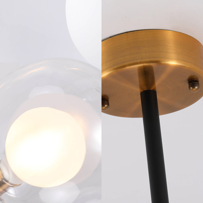 10/12/16 Heads Sky Bang Suspension Light Modern Clear/White Glass and Metal Chandelier with Ball Shade for Foyer