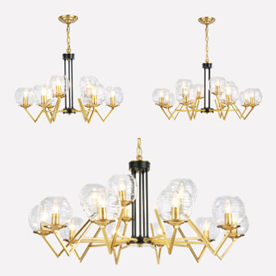Kaarsen woonkamer kroonluchter met ovale schaduw goud modern elegant hanglamp in gouden afwerking