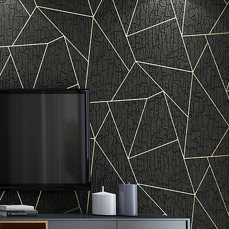 Flock Wallpaper Triangle Pattern Teenage Bedroom Non-Pasted Wall Covering, 54.2-sq ft