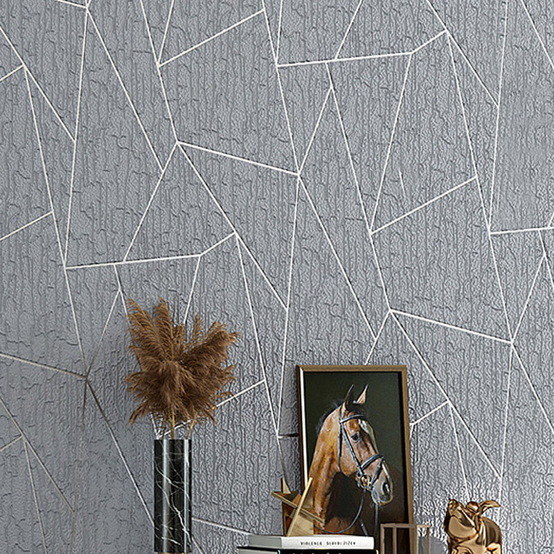 Flock Wallpaper Triangle Pattern Teenage Bedroom Non-Pasted Wall Covering, 54.2-sq ft