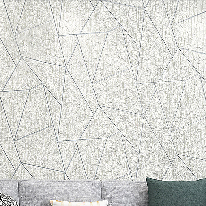 Flock Wallpaper Triangle Pattern Teenage Bedroom Non-Pasted Wall Covering, 54.2-sq ft