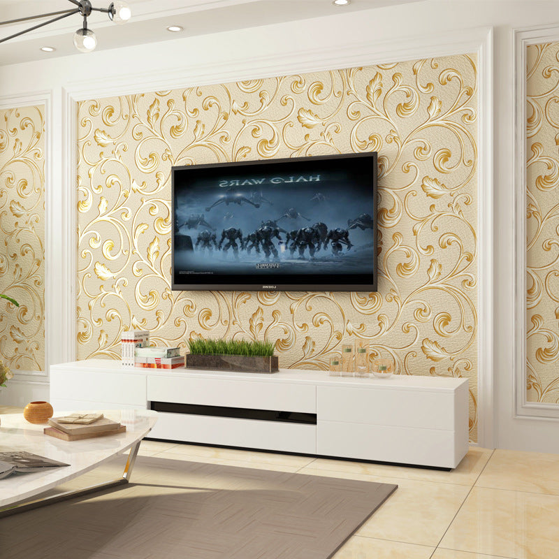 Plants Light-Color Wallpaper Swirl Flower Unpasted Wall Covering for Living Room Deco