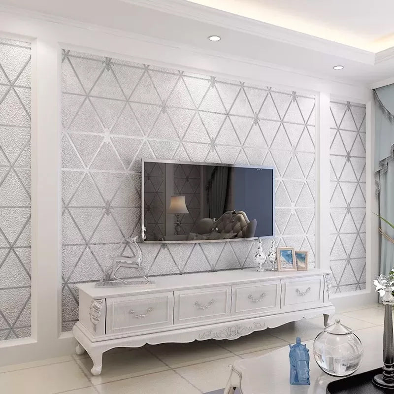 Wall Art Rouleau de papier peint floqué style rétro couleur pastel losange pour décoration d'intérieur, 57,1 pieds carrés