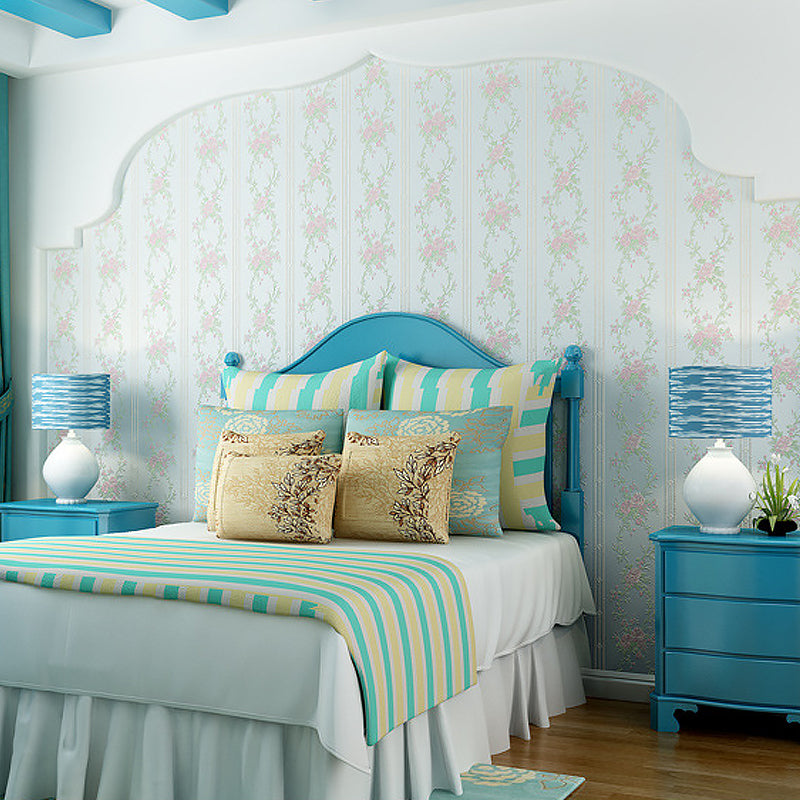 3D Embossed Faux Silk Wallpaper Rustic Moisture Resistant Wall Covering with Peony Pattern