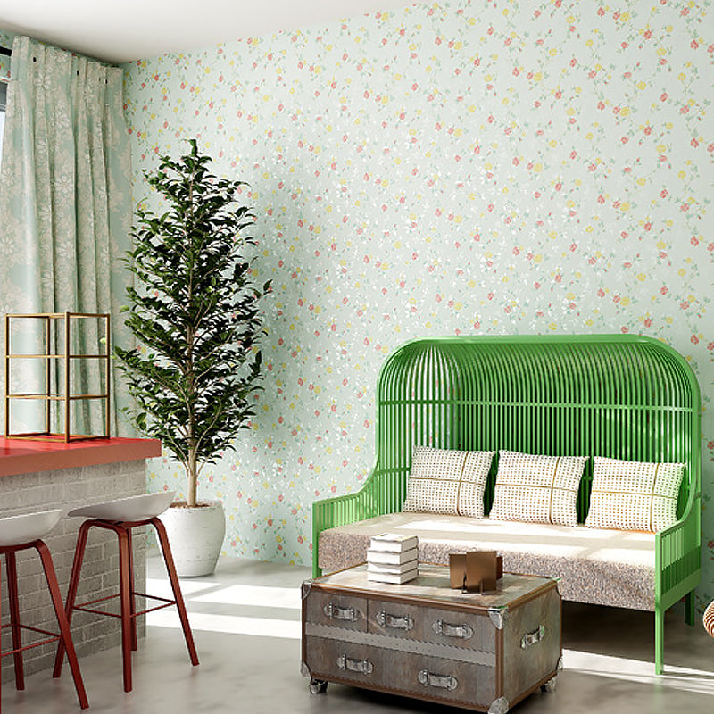 Non-Woven Material Wallpaper Roll Peony Flower Semi-Gloss Wall Decor for Living Room