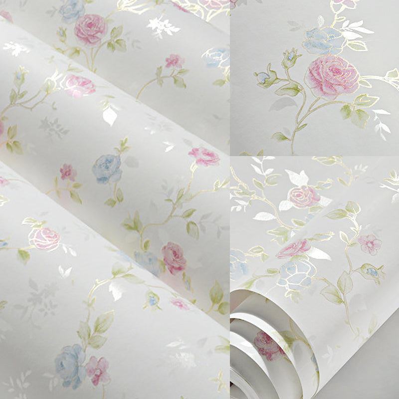 Non-Woven Material Wallpaper Roll Peony Flower Semi-Gloss Wall Decor for Living Room