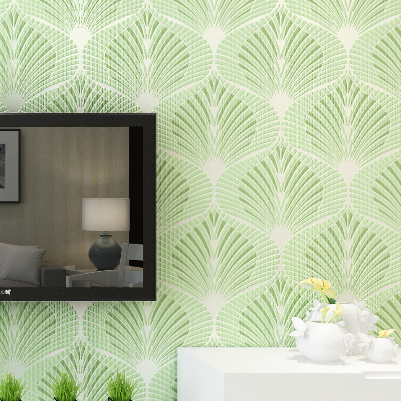 Plant Soft Color Wall Covering Foliage Non-Pasted Wallpaper Roll with Bedroom Decoration