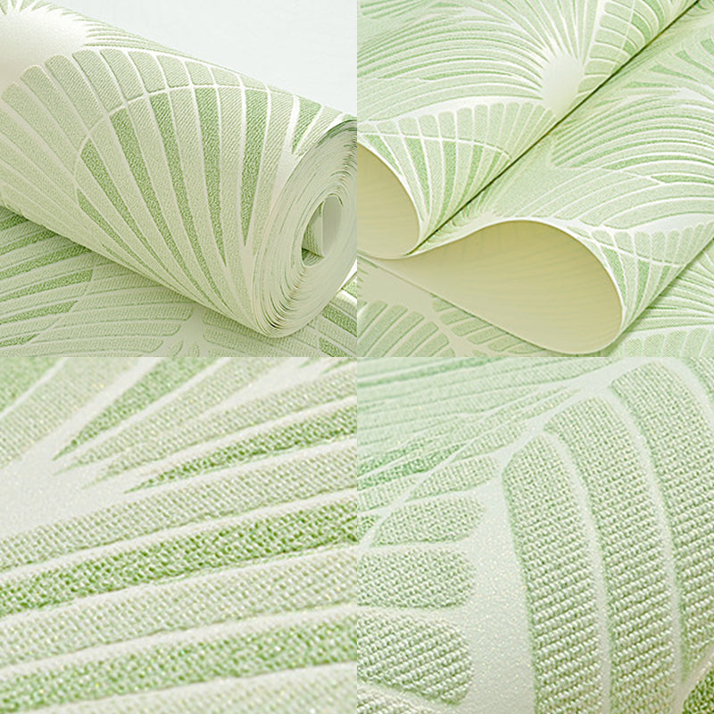 Plant Soft Color Wall Covering Foliage Non-Pasted Wallpaper Roll with Bedroom Decoration