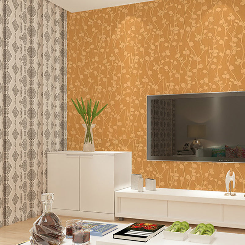 Shimmer Vinyl Plant Wallpaper Rust Peel and Stick Removable Wall Covering, 19.5' L x 23.5" W