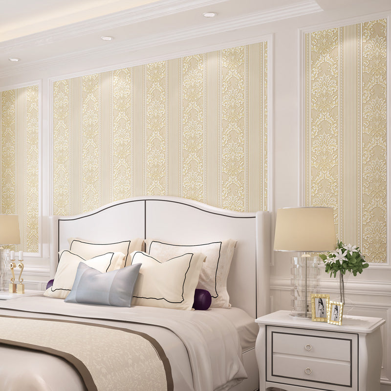 Retro Soft Color Unpasted Wallpaper Smooth Medallion Moisture Resistant Wall Art