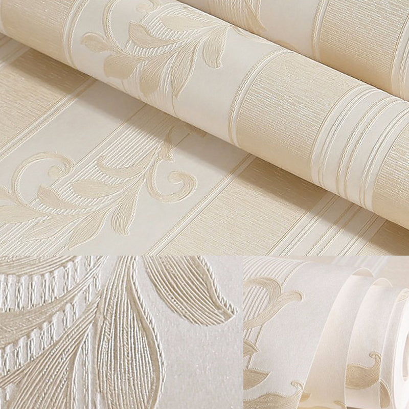 Antique Pastel Color Vinyl Wallpaper Embossed Leaf Pattern Unpasted Wall Covering