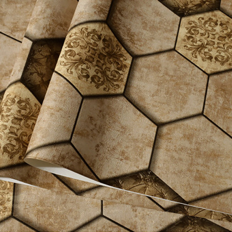 Wall Covering Modern Honeycomb and Medallion Teenage Dark Color Wallpaper, Waterproof