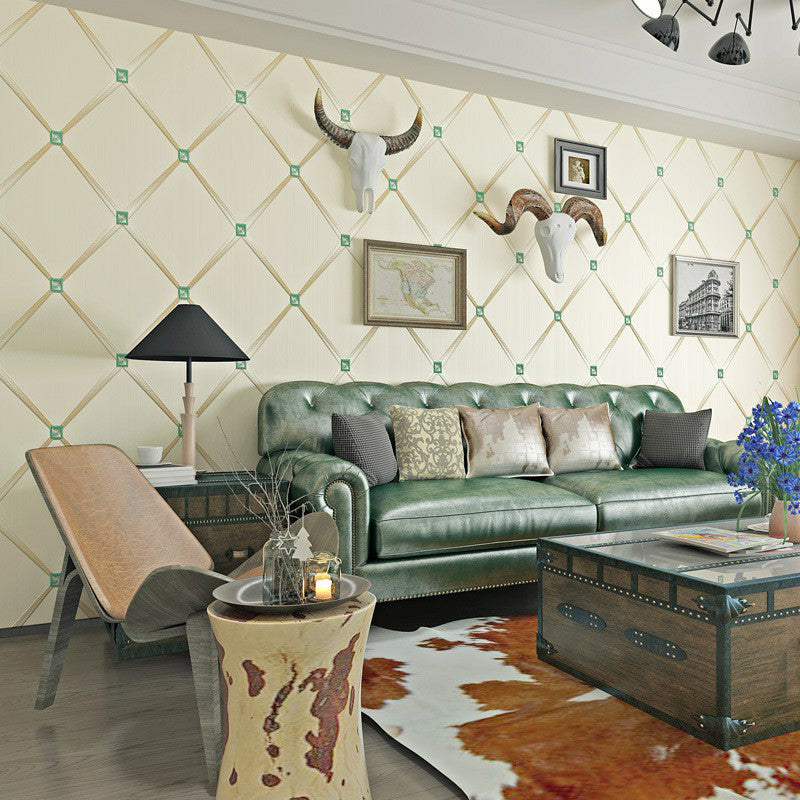 Diamantpatroon behangrol lichtkleurige moderne stijl kunst aan de muur voor woondecoratie