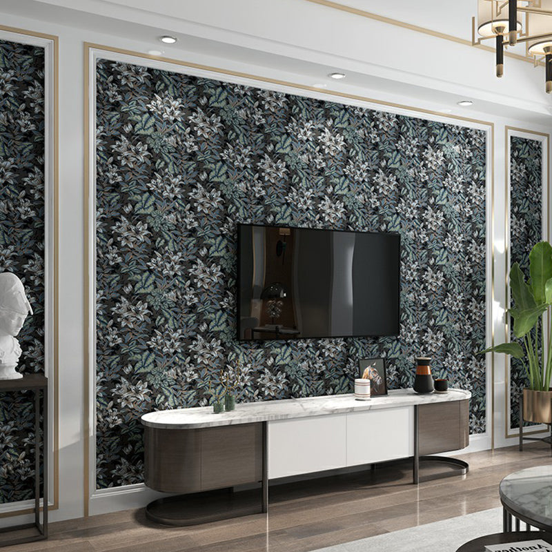 Coffee Lily Flower Print Wallpaper Moisture Resistant Rust Living Room Wall Decor