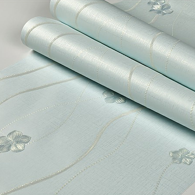 Country Flower and Vine Wallpaper Light-Color Embossed Wall Covering for Living Room