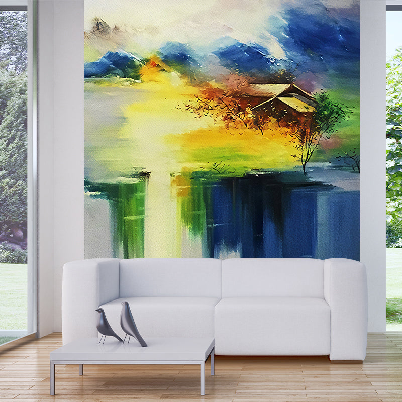 Illustration Hand Printed Wall Mural Extra Large Wall Covering for Living Room, Personalised Size