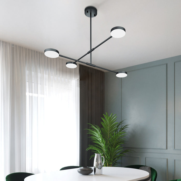 Semplice lampadario lineare elegante con tonalità tamburo acrilico 2/4 luci a LED Luce sospesa per soggiorno per soggiorno