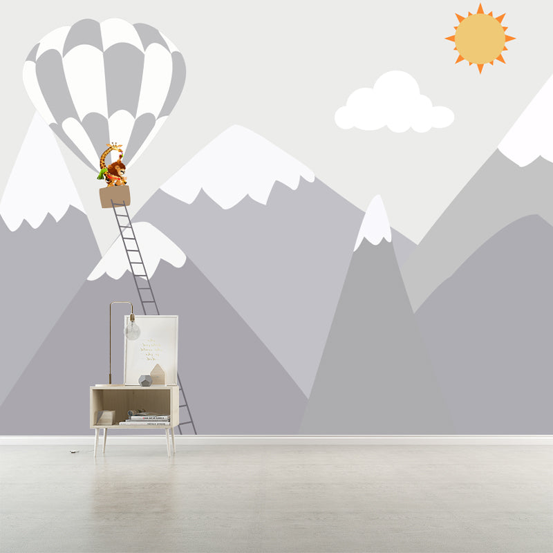 Hot Air Balloon Trip Murals Cartoon Moisture Resistant Kids Room Wall Art, Customized Size