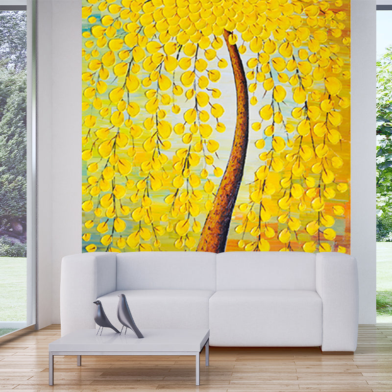 Yellow Peacock Tree Painting Murals Flower Classic Waterproof Wall Decoration for Bedroom