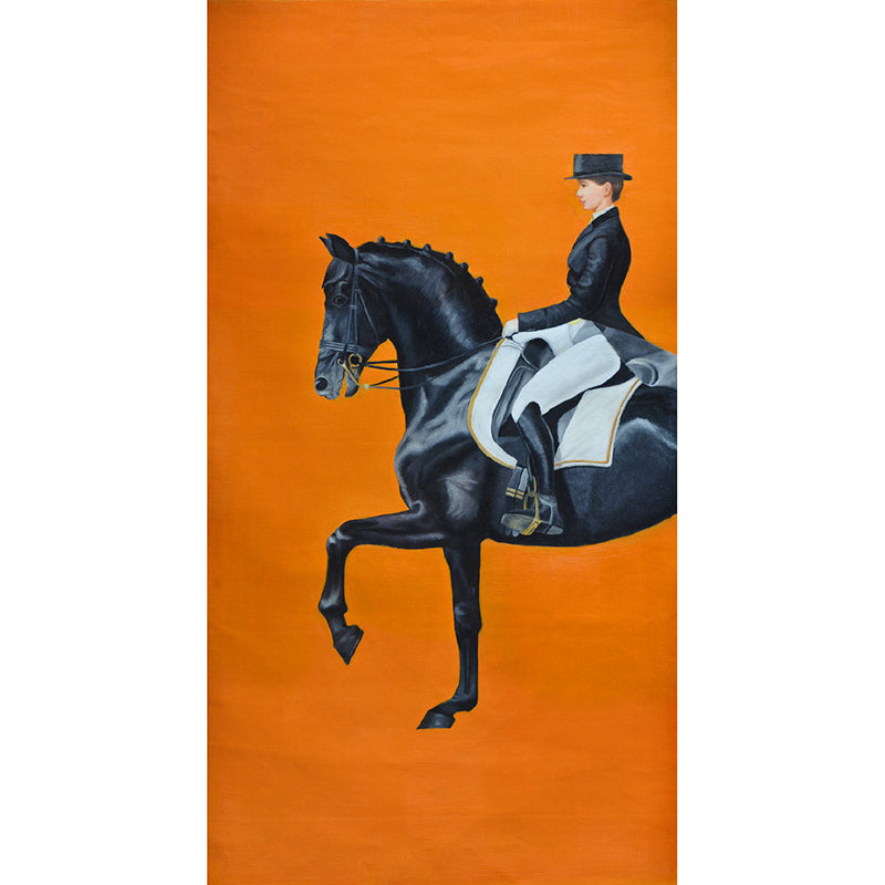 Orange-Black Modern Wall Murals Customized Lady Rider Wall Art for Bedroom Decor