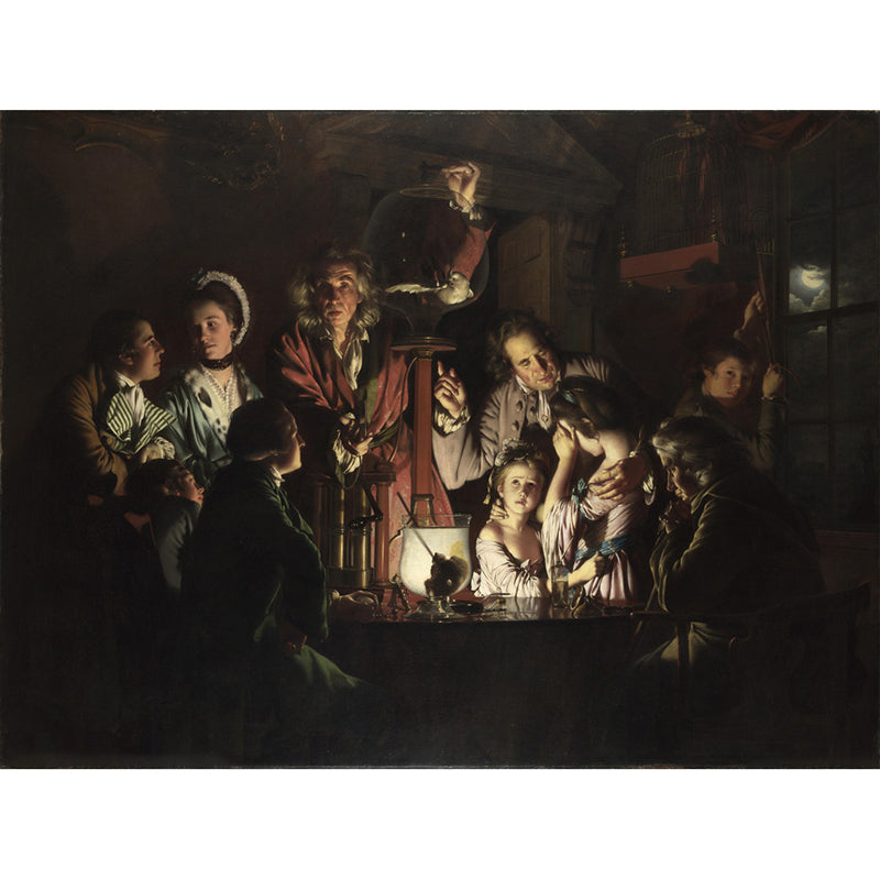 Full Size Victoria Mural Wallpaper in Black-Brown An Experiment on A Bird in An Air Pump Wall Art, Custom Size