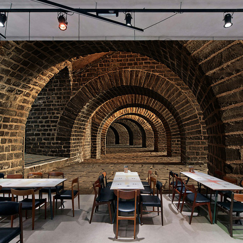 Moisture Resistant Arched Cellar Murals Custom Contemporary Wall Covering for Library