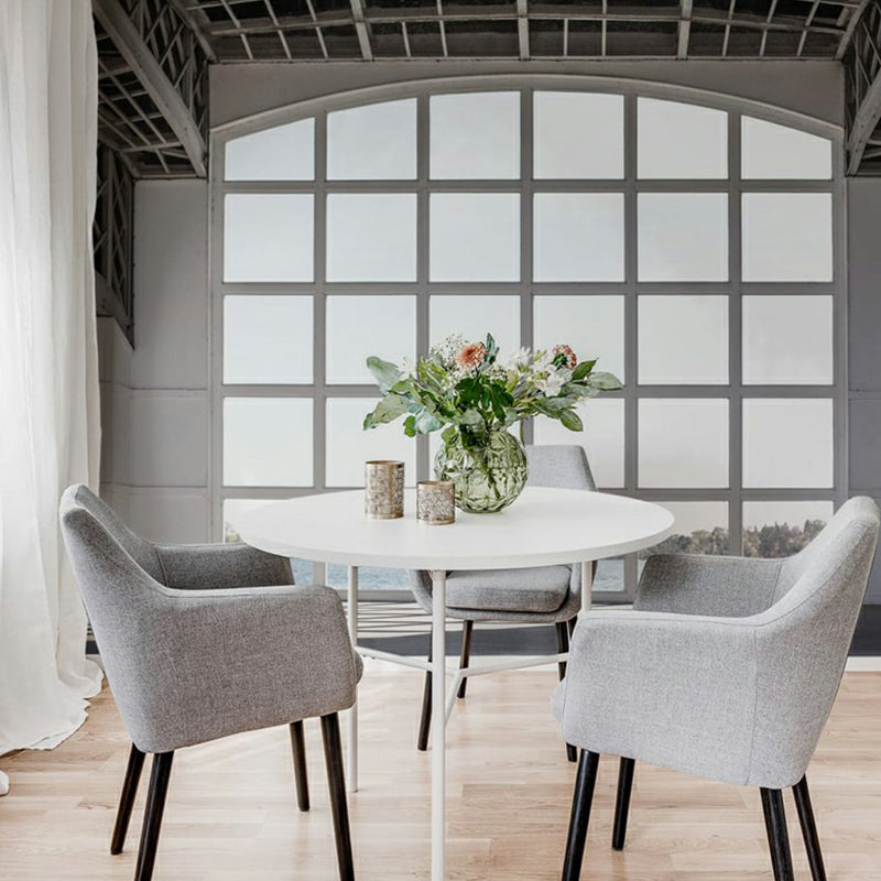 White Grid Window Murals Construction Modernist Moisture Resistant Wall Art for Home Decor