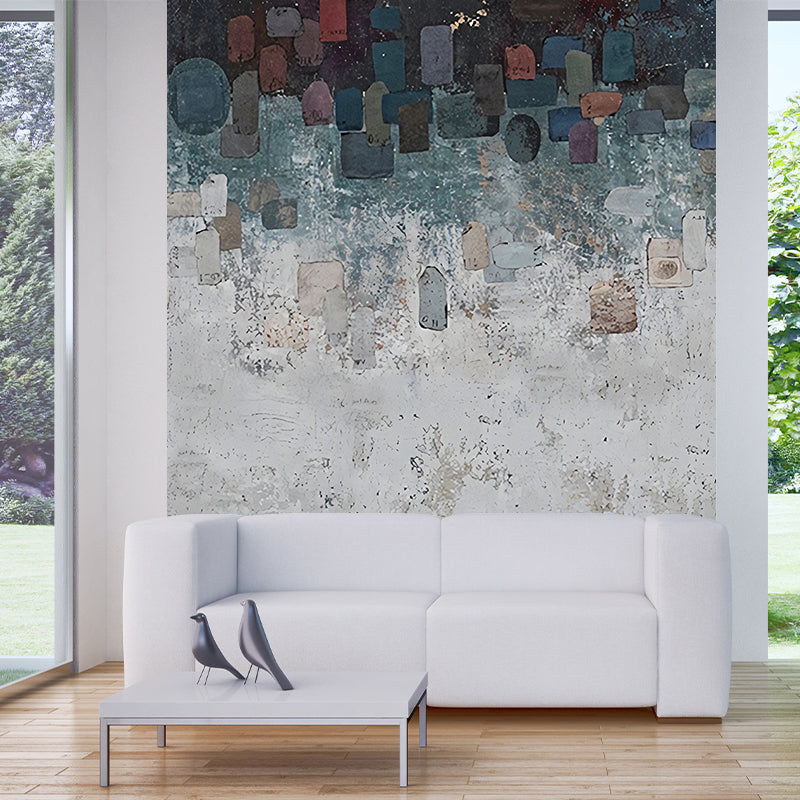 Whole Brush Stroke Wallpaper Mural Grey and Green Non-Woven Cloth Wall Art, Waterproof, Custom Size